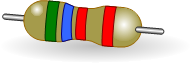 5.6kOhm four band resistor with a color code and 2% tolerance